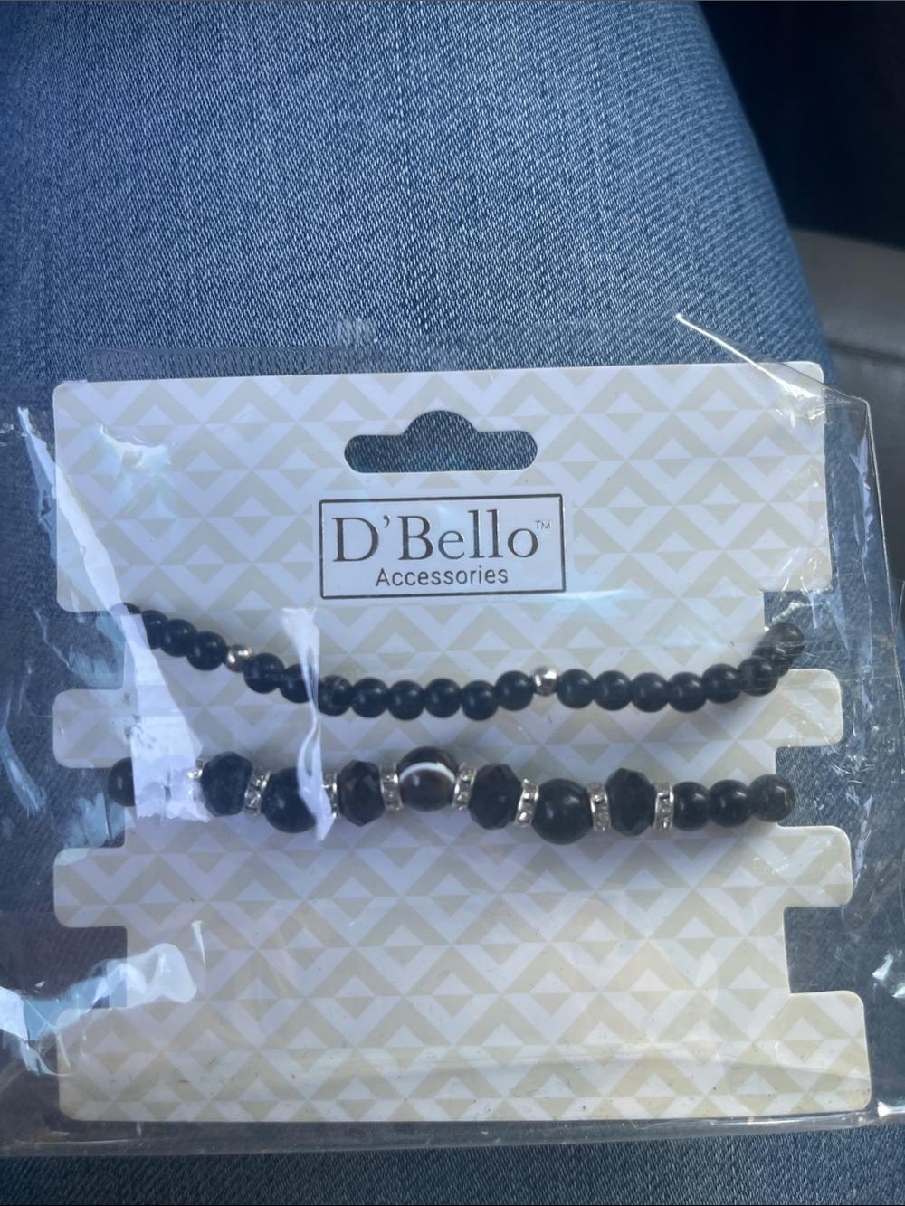 D'Bello Black Beaded Bracelet Set